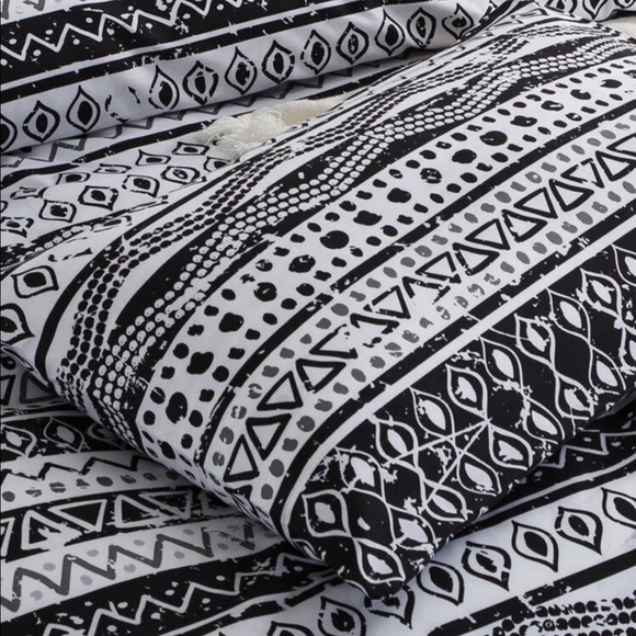 FULL / QUEEN boho print duvet cover set black - Picture 2 of 3